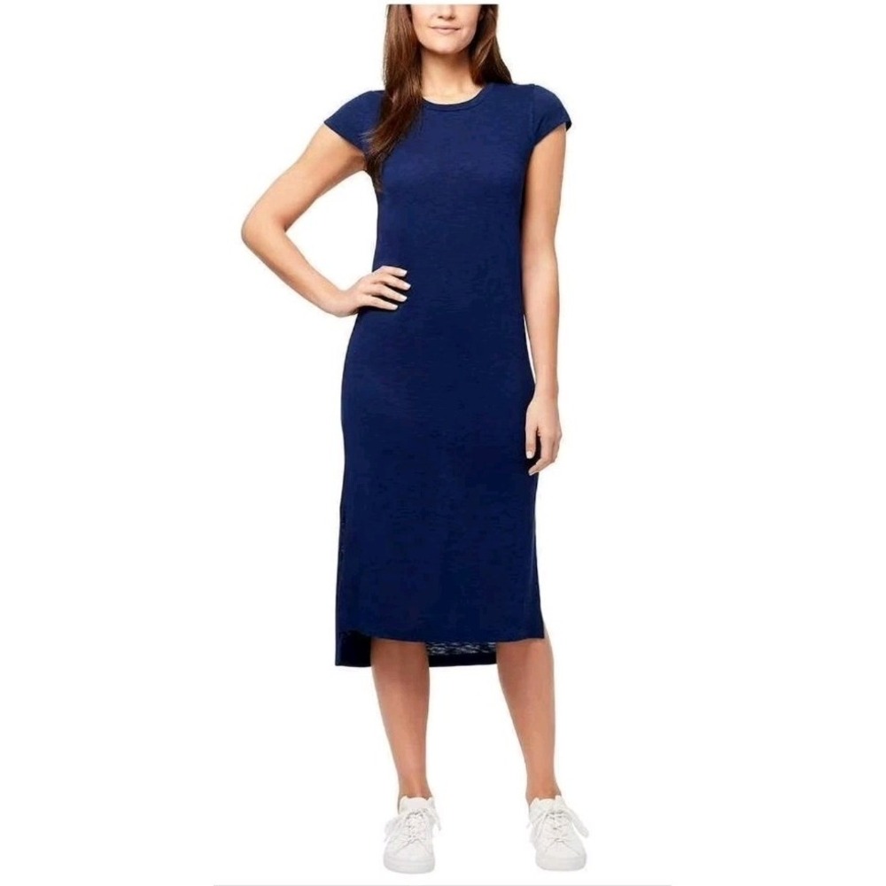 NWT Jessica Simpson Womens Size Large Long Maxi Dress Blue Cap Sleeve Casual New